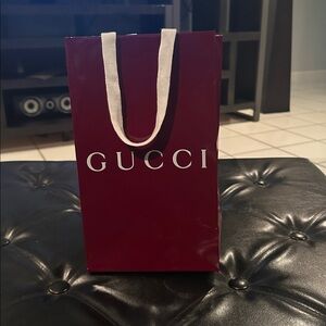 Gucci Burgundy Gift Bag with White Handles